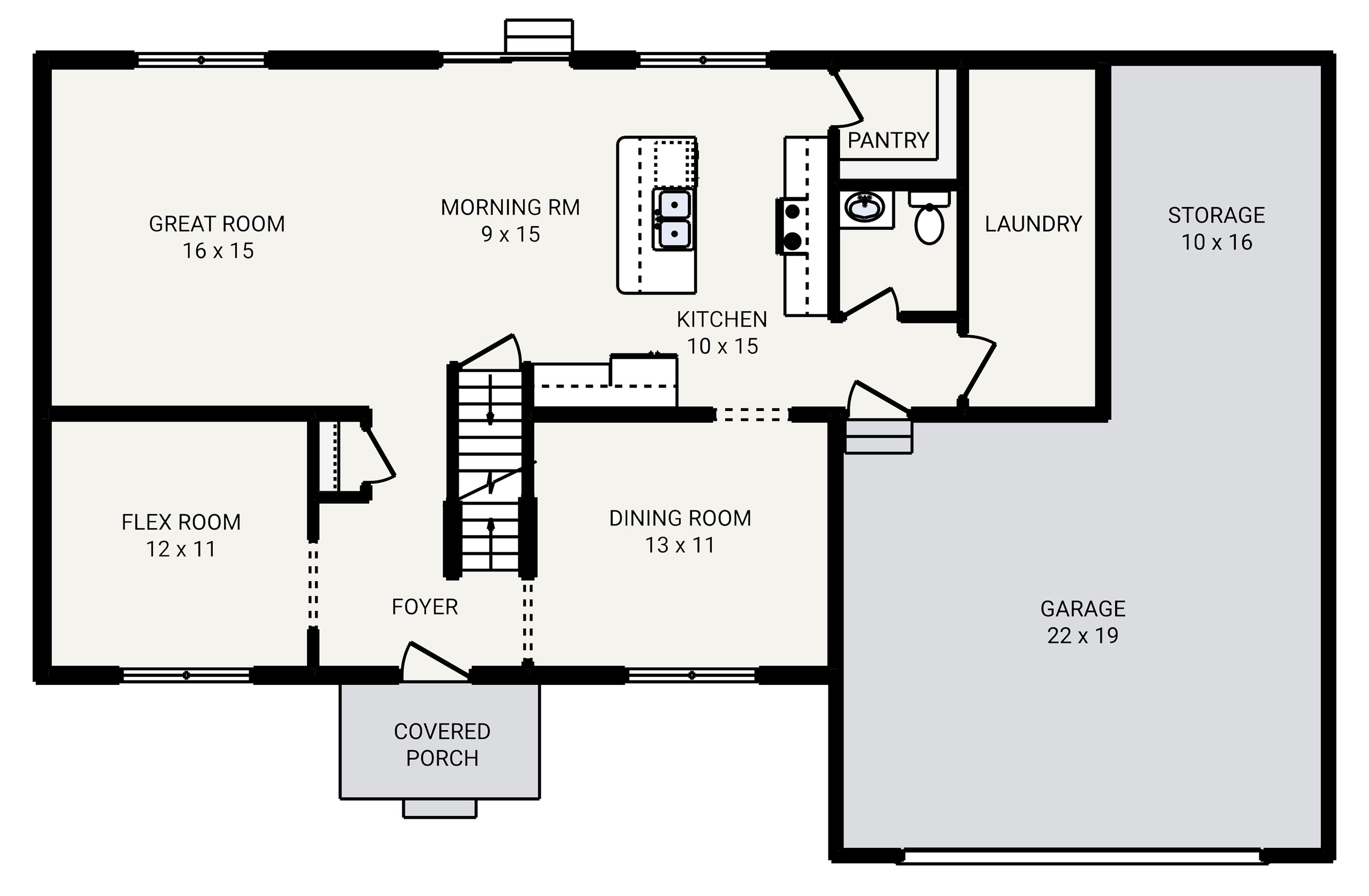 Bridgeport 3 Bedroom, 2.5 Bath House Plan 2100 Sq Ft House Plans