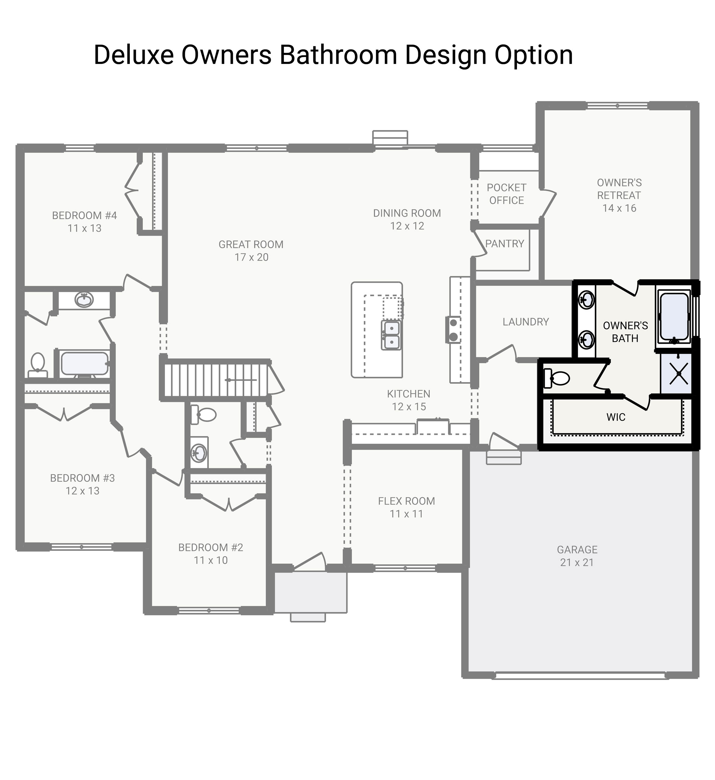 Charleston 4 Bedroom 2 5 Bath House Plan 2400 Sq Ft House Plans   CHARLESTON DELUXE OWNERS BATH W TUB SHWR MW 