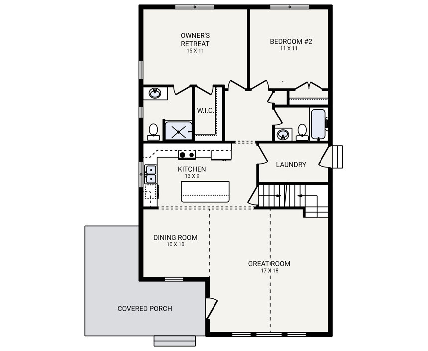 Eagle's Nest | 2 Bedroom, 2.0 Bath House Plan - 1600 Sq Ft House Plans