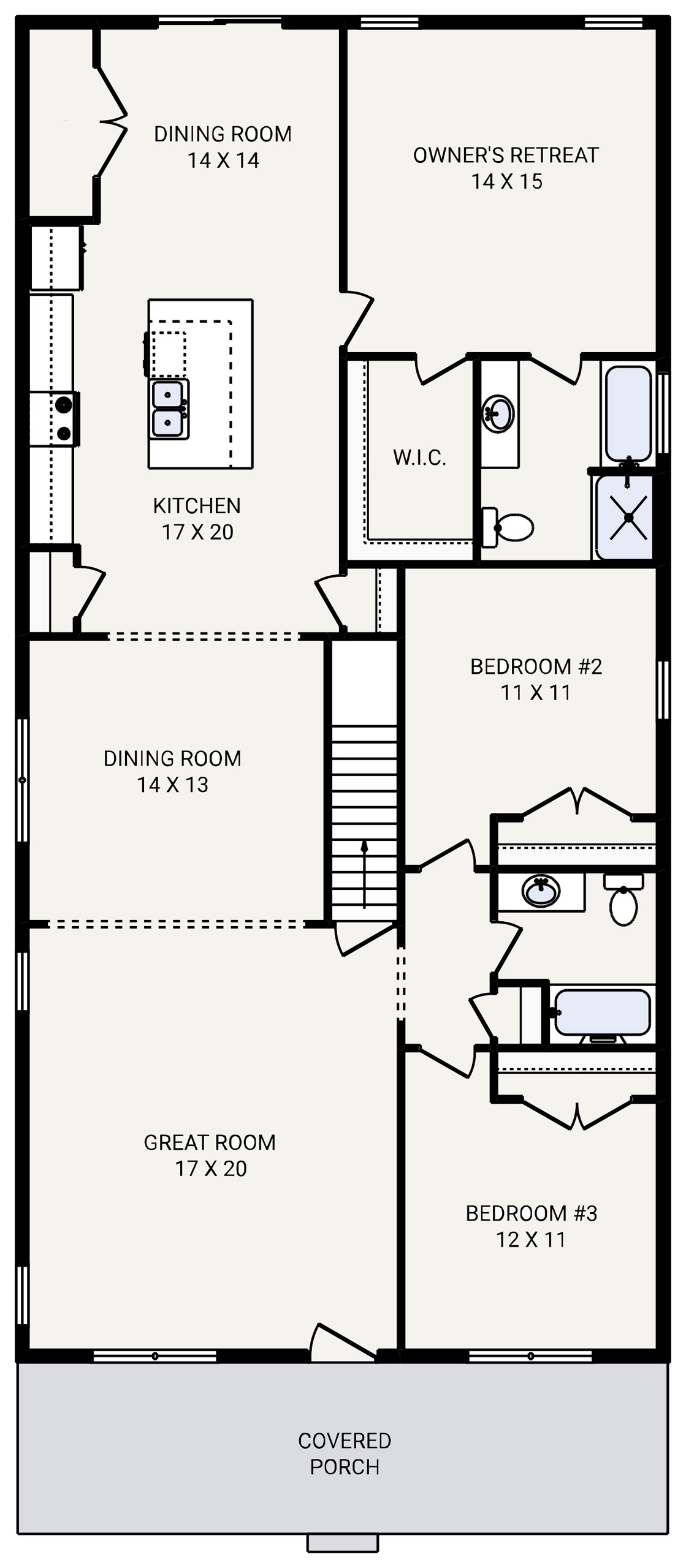 Oak Bluff 3 Bedroom, 2.0 Bath House Plan 1800 Sq Ft House Plans