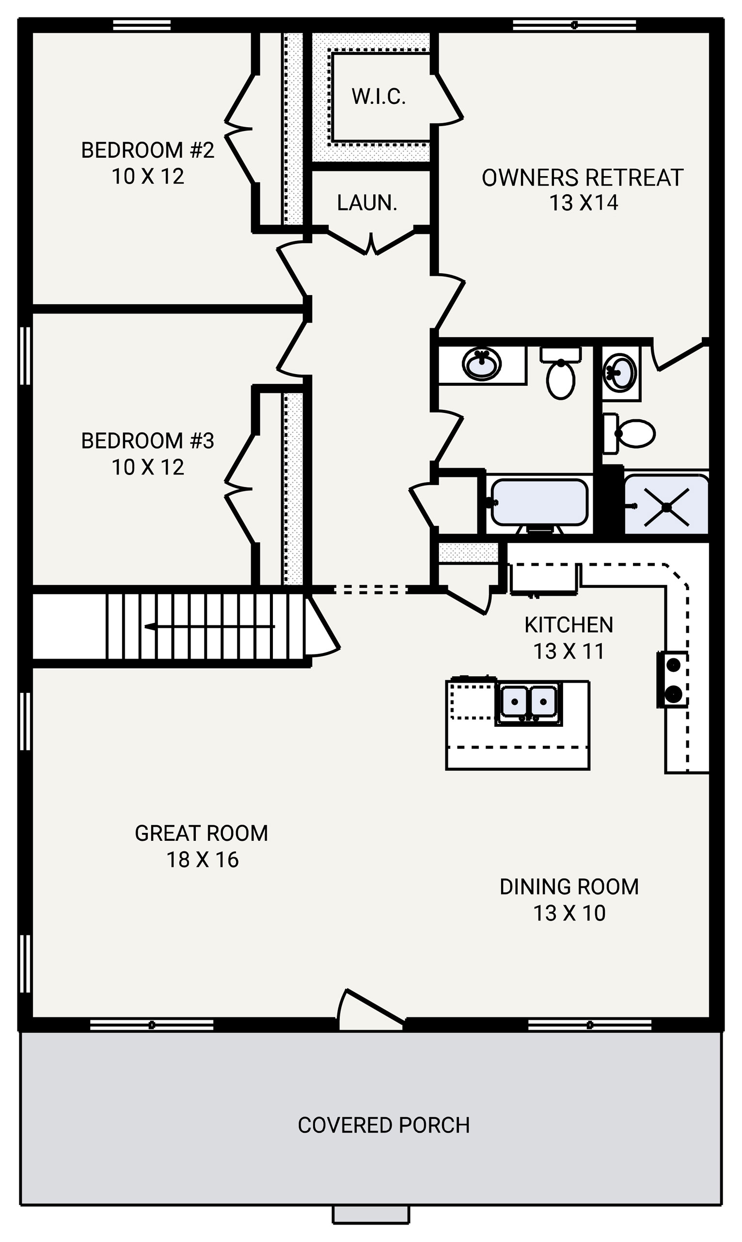 Seabrook 3 Bedroom, 2.0 Bath House Plan 1400 Sq Ft House Plans