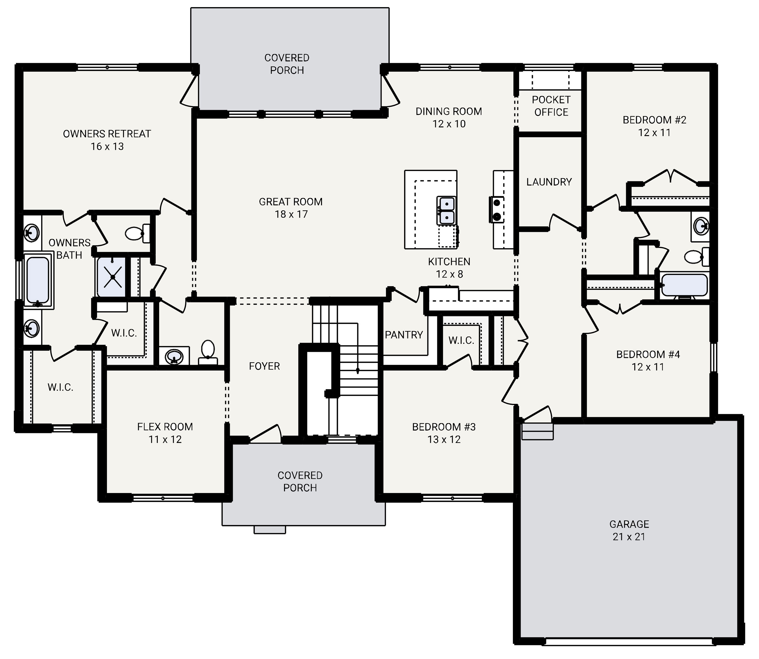 Sunset Ridge 4 Bedroom, 2.5 Bath House Plan 2400 Sq Ft House Plans
